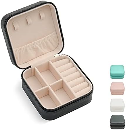 TRODANCE Mini Jewelry Travel Case, Small Portable Jewellry Organizer Box Portable Display Storage Box for Rings Earrings Necklaces, Gifts for Girl, Women, Wedding, Birthday, Mom, Mother's Day (Black) by TRODANCE