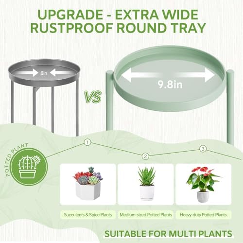 5 Tier Large Plant Stand Indoor Outdoor, 10 In Wide Tray, Green - Image 3