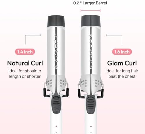 VODANA Professional GlamWave Ceramic Curling Iron, Long-Lasting Natural Curls, Instant Heat, Hair Curler, Curling Wand, Available in USA (1.4 inch, White) - Image 5