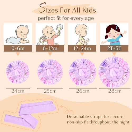 YANIBEST 2 Pcs Baby Satin Bonnet for Sleeping, Toddler, Kids - Image 4
