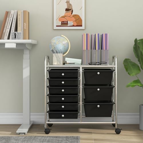 Giantex 9 Drawers Rolling Cart, Classroom Organizers, Storage Cart with Wheels, for Teacher Office Home School Supplies Tool Craft Art Paper, Black - Image 2