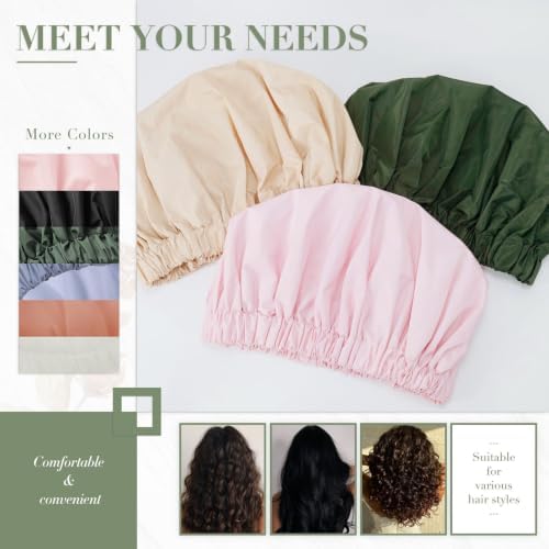 Edoneery Shower Caps for Women Reusable Waterproof, Shower Hair Cap - Image 5