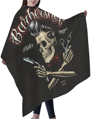 Funny Skull Barber Cape, Barber Pattern Hair Salon Haircut Gown, Hair Cutting Apron with Adjustable Closure, Professional Salon Cutting Barber Skirt for Barbershop - Image 7