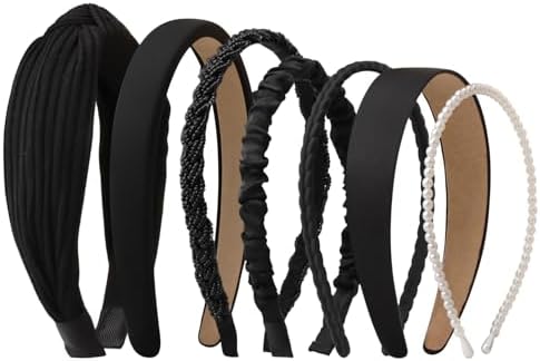 7pc Black Headbands for Women Girls Headbands Set, Non Slip by DOXISHRUKY