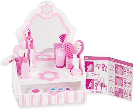 Melissa & Doug Wooden Beauty Salon Play Set, 18-Piece Vanity with Pretend Play Toys, Makeup, Mirror, Accessories & More, Preschool Toys for Girls & Boys Ages 3+ - FSC Certified - Image 4