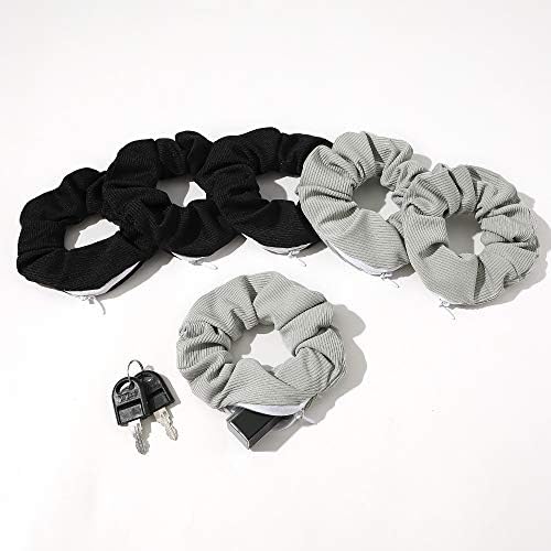 Pocket Scrunchies with Zipper Scrunchy Hair Ties (Black Gray) - Image 6