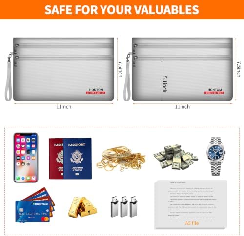 6400℉ Fireproof Money Bags 2 Pack with Hidden Dual Zipper, 11x7.5 Inch - Image 4
