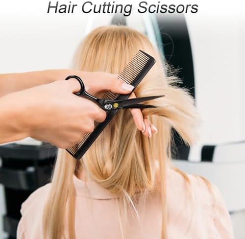CIICII Hair Cutting Scissors Shears Kit, 6.7″ Barber Scissors Set (Black) - Image 4