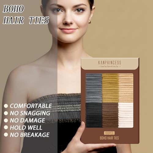 Kanprincess Nylon Hair Ties, 100PCS No-Damage Soft Bands for Women - Image 5