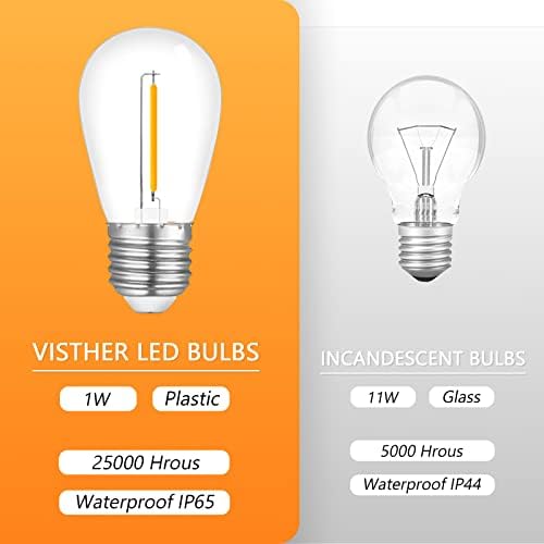 Visther 2700K S14 Outdoor String Light Replacement Bulbs for Patio, 30-Pack - Image 6
