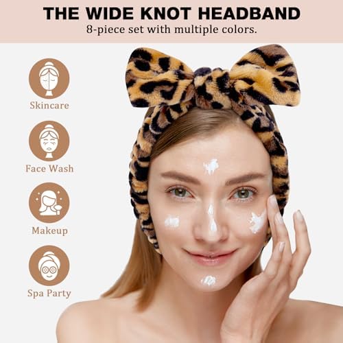 YOOVR 8pcs Spa Headband, Stocking Stuffers for Teen Girls Women (Leopard) - Image 6