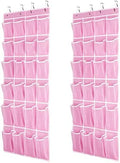 SAVERHO 2 Pack Hanging Shoe Organizer, Over Door Shoe Organizer with 24 Mesh Large Pockets Shoe Storage Bag for Closet Entryway Dorm, Space Saving Hanging Door Shoe Rack Organizer (Pink-2pack) by SAVERHO
