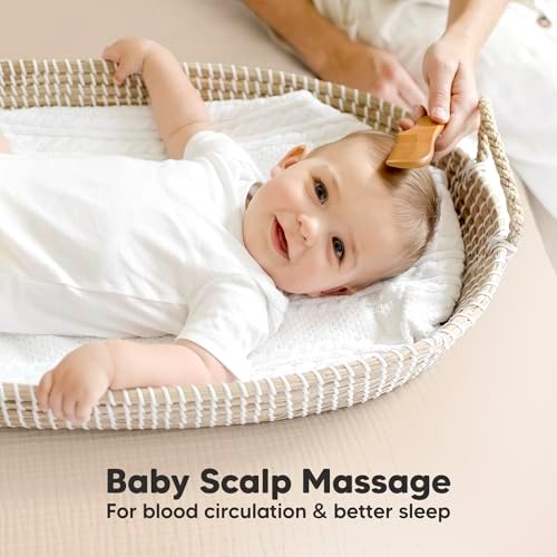 Wooden Baby Hair Brush Set for Newborns, Toddler Comb (Walnut, Regular) - Image 5
