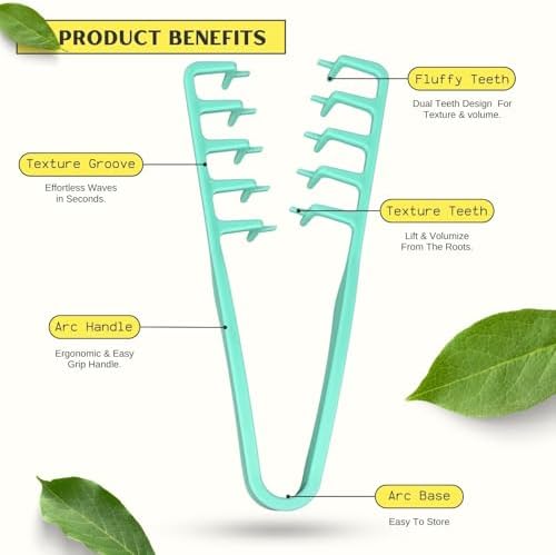 Textured Styling Comb for Men | Volumizing & Wide Tooth Comb | Fluffy Texture Styling Tool | Quad Miracle Comb for Hair Men (Blue, Large) - Image 4