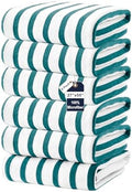 JML Microfiber Beach Towels, 6 Pack, 27" x 55", Cabana Stripe Dark Green by JML