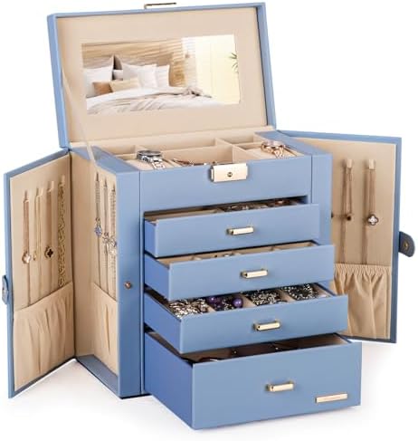 Homde Large Jewelry Box for Women: 5-Layer Organizer with Lock for Dresser by Homde