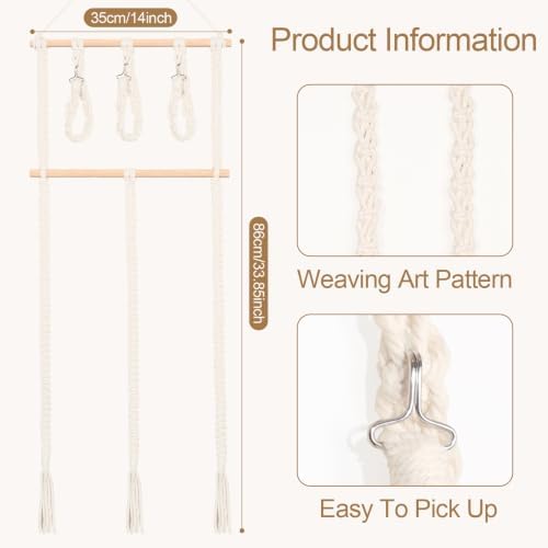 Macrame hair accessories organizer Wall Mounted,No-Drill Bow Holder - Image 3
