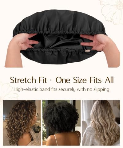 Yanibest Satin Lined Shower Cap, Reusable Waterproof Shower Caps for Women - Image 5