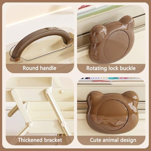 Cute Hair Accessories Organizer 3-Layers Kids Jewelry Storage Box Plastic Hair Accessories holder for Girls (Brown-Bear) - Image 6