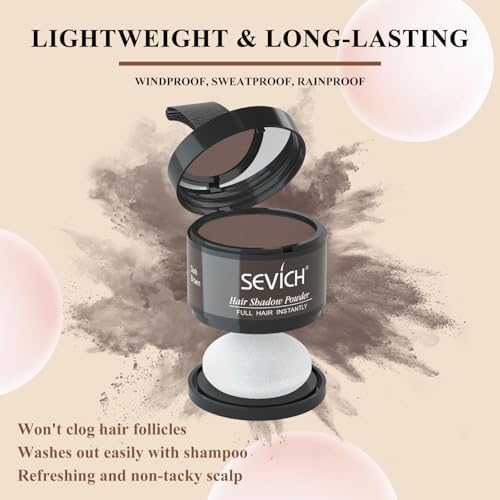 Sevich Hairline Powder, Gray Root Touch Up, Sweatproof, Dark Brown - Image 4
