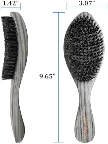 Boar Wave Brush for Men - Medium Hard Brush 360 Waves for Black Hair -Gray - Image 5