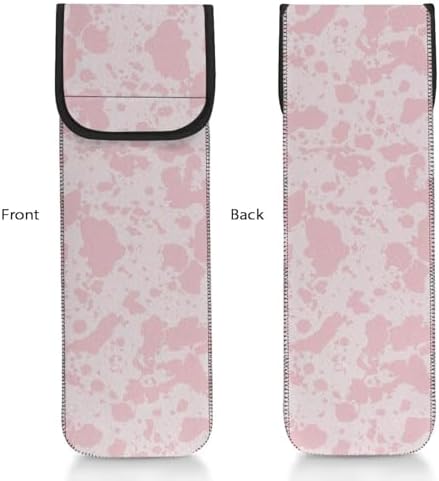 Hair Flat Iron Case Holder Canvas Bag Heat Resistant Curling Iron Straightener Holder Bag for Hair Tools Curling Iron Organizer Bag Pink Cow Pattern - Image 2