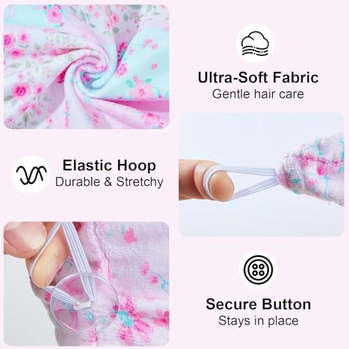 Microfiber Hair Towel Wrap for Kids Girls, Quick Dry Towel, 2 Pack - Image 3