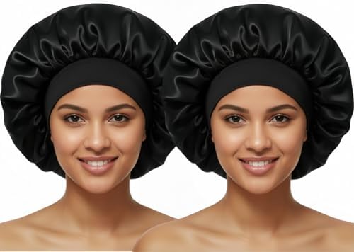 Satin Bonnet for Women Curly Hair, Large Silk Bonnet Sleeping Cap for Men by AILONSHAWN