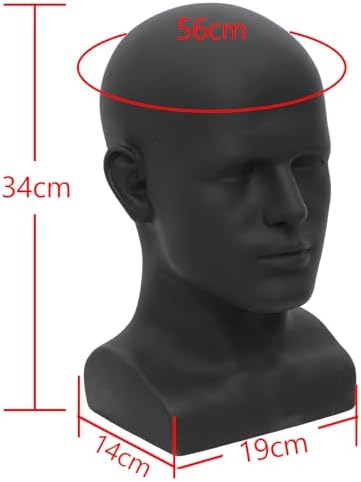 Male Mannequin Head Professional PVC Manikin Head for Display Wigs Hats Headphone Mask Sunglasses Scarf Jewelry Display Stand (Black) - Image 2