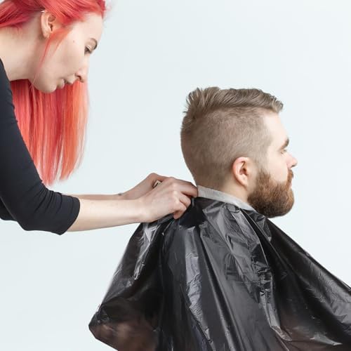 100 Pcs Disposable Capes Hair Salon, 51.2x36.2 Inch Disposable Hair Salon Capes, Waterproof Barber Cape, Single Use Shampoo Hair Cutting Cape Dressing Apron for Barbershop & Salon Hairdressing (Black) - Image 6