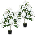 2 Pcs Faux Hydrangea Tree, 3Ft Hydrangea Artificial Flowers Potted by TOBILU