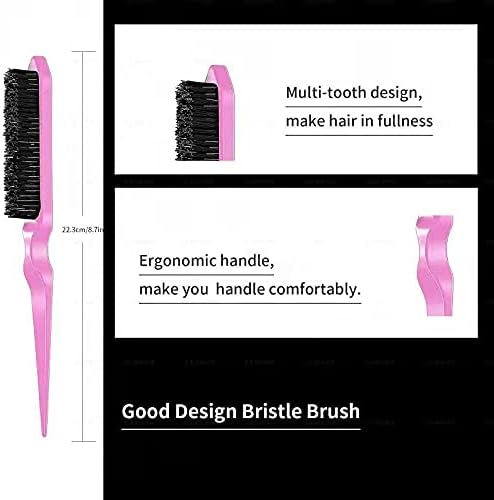 3 Pieces Hair Styling Comb Set Teasing Brush Rat Tail Comb Edge Brush for Edge&Back Brushing, Combing, Slicking Hair for Women (Pink) - Image 2