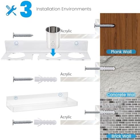 Hair Tool Organizer Wall Mount, Hot Tool Holder with 3 Cups, Set of 2 - Image 7