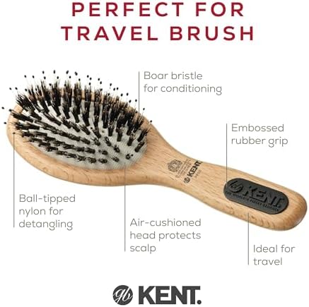 Kent PF02 Small Cushion Detangler Brush – Boar Bristle & Nylon Mix for Smoothing and Straightening Oval Wood Paddle for Medium to Long Hair - Image 4