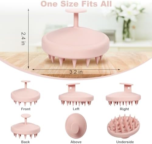 Meartchy Silicone Scalp Massager, Scalp Scrubber for Hair Growth with Soft Bristles, Scalp Exfoliator Brush Dandruff Removal Shampoo Brush for Wet Dry Scalp Care (Light Pink) - Image 2