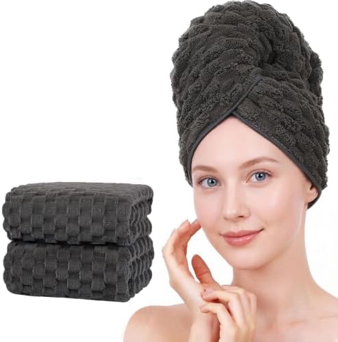 Super Soft Microfiber Hair Towels 2-Pack Lage Size (24x42 inch) for Women by BEELVTIFL
