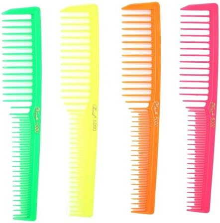 Krest 6000 7 in. Teasing Combs Lift Vent Hair Combs Pack Space Tooth Wide teeth Comb 12 Pc. (Neon Mix) - Image 2