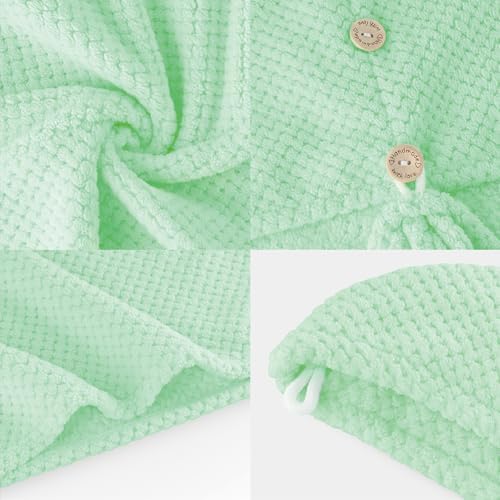 MaopaoBeauty 2 Pack Microfiber Hair Towel Wrap for Women, Super Absorbent Quick Dry Hair Turban for All Hair Style, Large Hair Drying Towel with Button, Green - Image 5