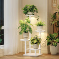 Plant Stand Indoor with Grow Light, 4-Tiered Tall Plant Stand Indoor, Metal Plant Shelf with Adjustable Light, Ideal for Living Room, Garden, Patio white by Homsorout