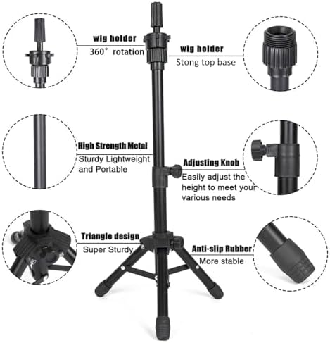 ZQIAN BEAUTY 25 Inch Wig Stand Tripod, Adjustable Mannequin Head Stand, Wig Head Stand for Training Heads And Canvas Block Head (Mannequin Head Not Included) - Image 4