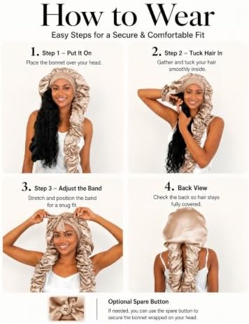 Double Layer Slik Like Satin Bonnet, 33-43" XXL Bonnet for Braids Long Hair - Image 6