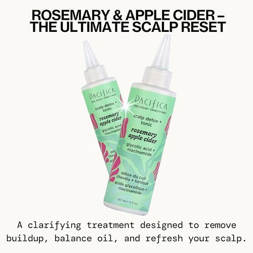 Pacifica Scalp Detox Set – Rosemary Apple Cider Vinegar Scalp Exfoliating Tonic with Scalp Massager Brush, Deep Cleansing & Clarifying Treatment for Buildup, Dry Flaky Scalp, Vegan - Image 2