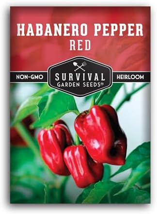 Red Habanero Pepper Seeds for Planting - 1 Pack by SurvivalGardenSeeds