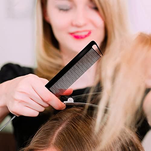 5 Pcs Detangling Brush Set Cushion Nylon Bristle Shampoo Brush Dual Edge Teasing Comb (Black-1) - Image 7