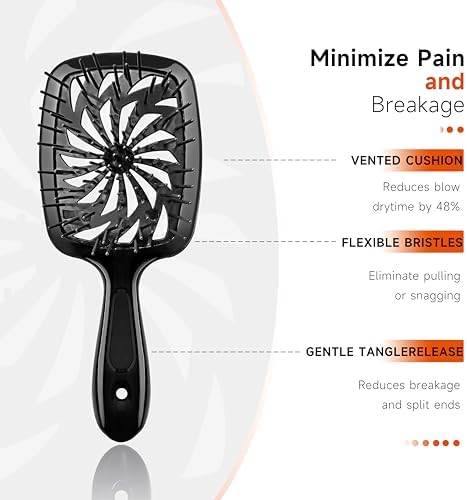 11-Piece Hair Brush Set with Detangling Brush and Hair Spray Bottle, Black - Image 2