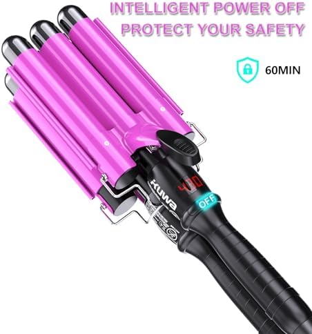 1 Inch Three Barrel Curling Iron,Fast Heating Hair Crimper for Women,Crimper Hair Tool with LCD Temperature Display,60 Min Auto-Off Hair Waver,Dual Voltage WaverHair Tool - Image 5