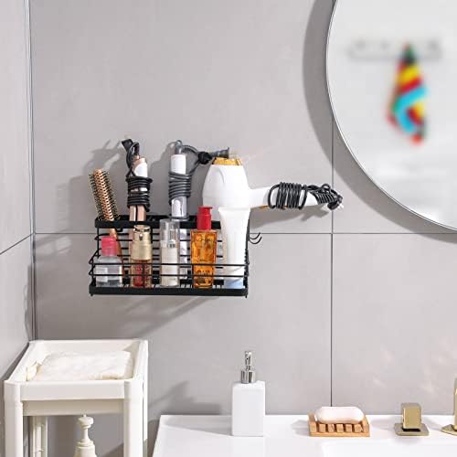 Metal Hair Tool Organizer Wall Mounted, Hair Dryer Holder Basket Storage - Image 3