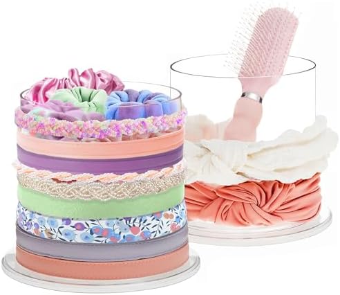 STORi Bella 2-Pack Headband and Scrunchie Holder | Clear Plastic Organizer Display Stand | Holds Hair Ties, Accessories, and Jewelry | Made in USA by STORi