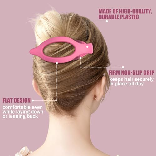 Flat Hair Clips for Women - 6 PCS French Flat Claw Clips Medium Hair Clips for Girls Large Hair Claw Clips for Thick or Thin Hair Strong Hold No Slip Hair Accessories for women (Pink) - Image 3