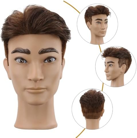 Male Mannequin Head Barber Mannequin Head Male Cosmetology Manikin Head For Cutting Styling With Doll Head for Hair （Dark Brown） - Image 2